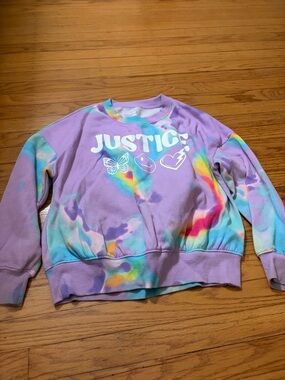 Justice Lavender Tie-Dye Graphic Sweatshirt